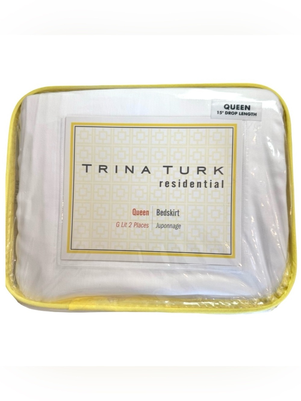 NWT TRINA TURK Queen White Pleated Bedskirt 15” Drop Length 100% Cotton